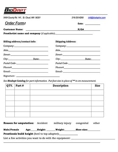 BioDapt Order Form